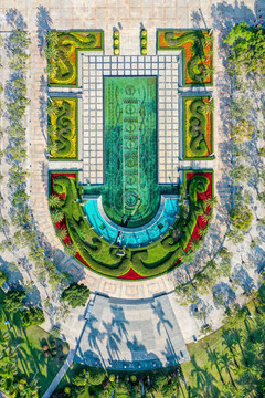 航拍福建廈門筼筜湖白鷺洲公園
