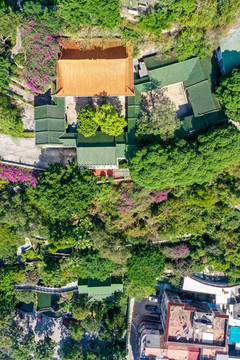 航拍福建廈門(mén)鴻山公園與鴻山寺
