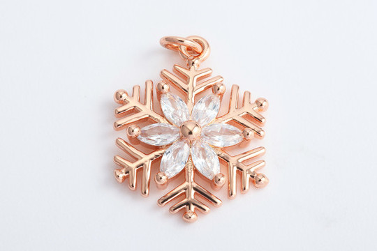 玫瑰金雪花鑲鉆吊墜