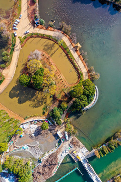 航拍云南昆明大觀公園滇池草海