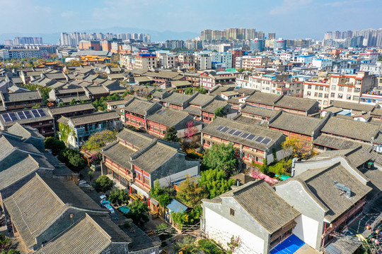 航拍云南昆明官渡古鎮(zhèn)風(fēng)光