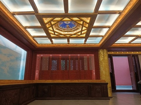 寺廟大殿吊頂裝修局部實景