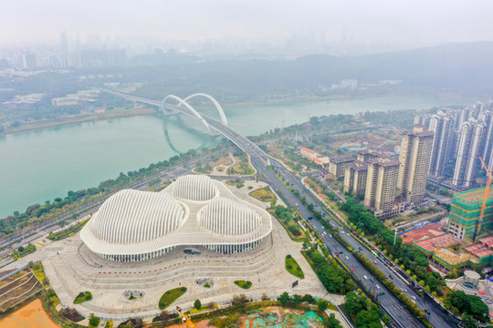 航拍廣西文化藝術(shù)中心建筑外景
