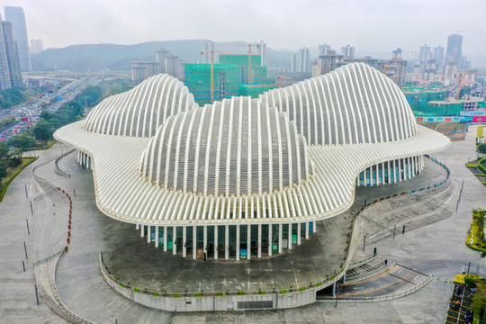 航拍廣西文化藝術(shù)中心建筑外景