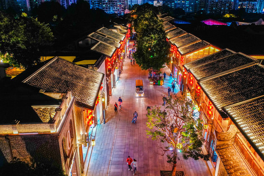 航拍福州三坊七巷歷史街區(qū)夜景