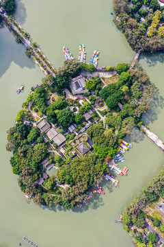 航拍福建福州西湖公園風(fēng)光