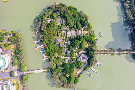 航拍福建福州西湖公園風(fēng)光