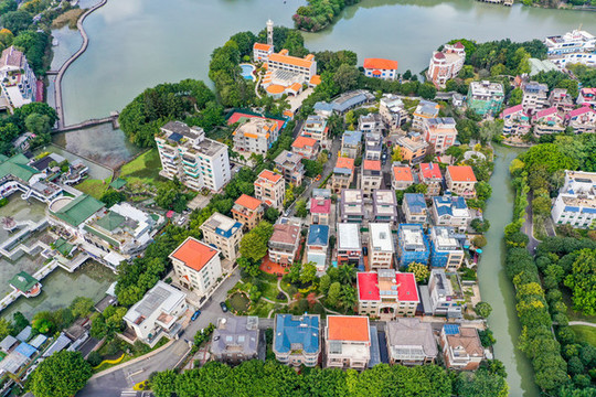 航拍福建福州左海公園風光