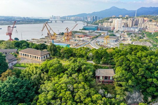 航拍福建福州馬尾區(qū)馬限山公園
