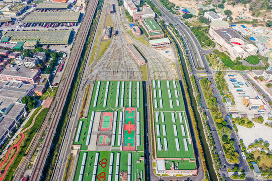 航拍福建福州地鐵鼓山車輛段