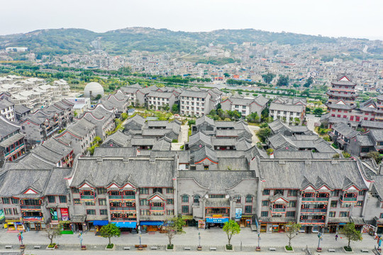 航拍福建福州平潭海壇古城