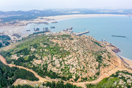 航拍福建福州平潭將軍山老虎山