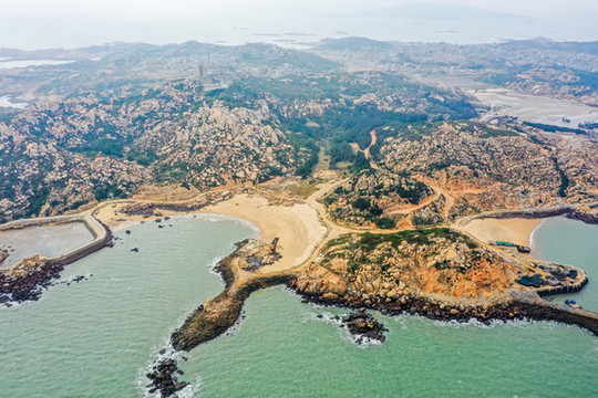 航拍福建福州平潭將軍山老虎山