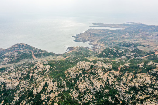 航拍福建福州平潭將軍山老虎山