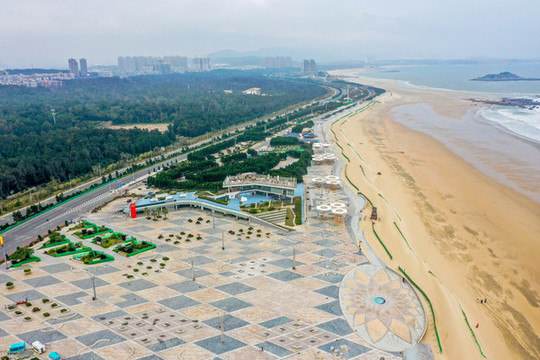 航拍福州平潭龍鳳頭海濱浴場(chǎng)