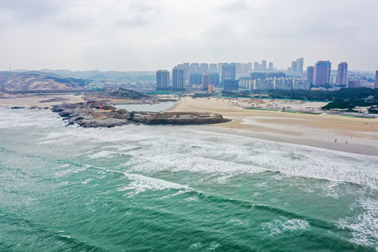 航拍福州平潭龍鳳頭海濱浴場