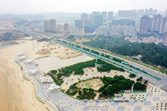 航拍福州平潭龍鳳頭海濱浴場(chǎng)