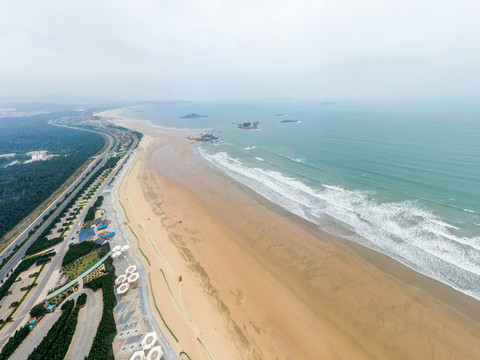 航拍福州平潭龍鳳頭海濱浴場(chǎng)
