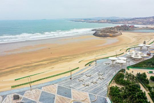 航拍福州平潭龍鳳頭海濱浴場