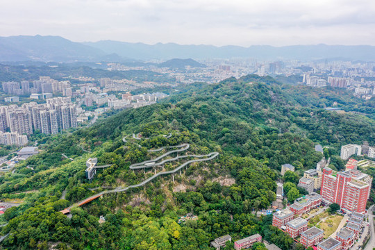 航拍福州城市森林步道福州福道
