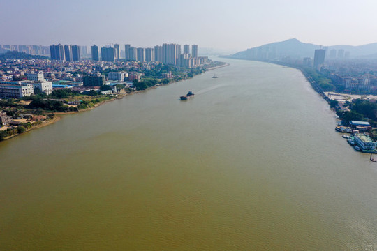 航拍珠海斗門黃楊河井岸大橋