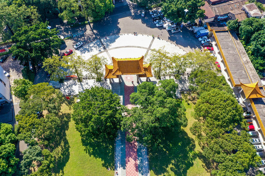 航拍廣東中山孫中山紀念堂公園