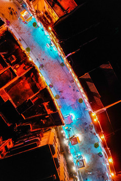 航拍中山孫文西路步行街夜景