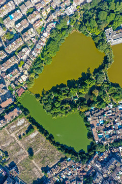 航拍廣東中山逸仙湖公園風(fēng)光
