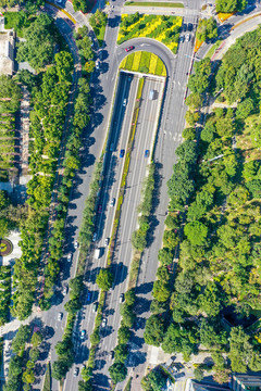 航拍廣東中山博愛路興中道街景
