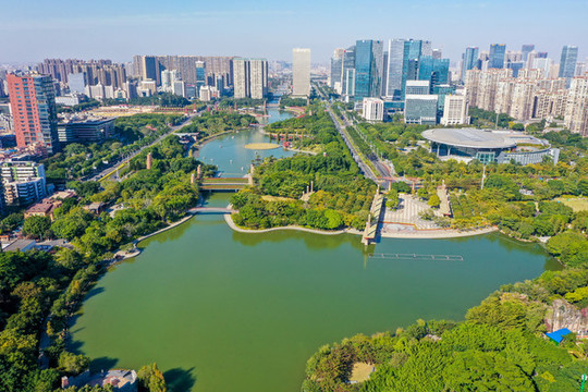 航拍廣東佛山千燈湖公園風(fēng)光