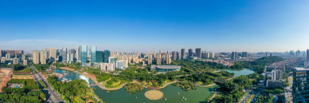 航拍廣東佛山千燈湖公園風(fēng)光