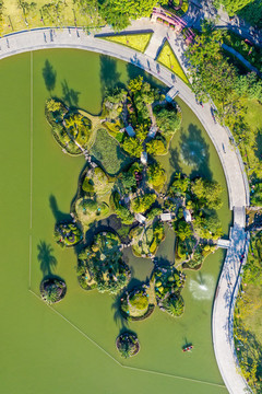 航拍廣東佛山千燈湖公園風(fēng)光