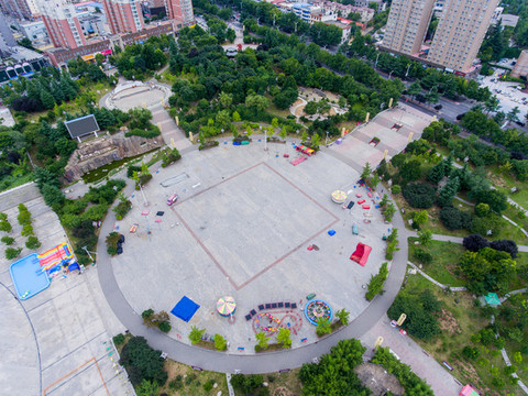 航拍靈寶市文化活動中心廣場
