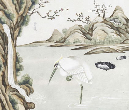 鷺鶿花鳥(niǎo)國(guó)畫(huà)素材插畫(huà)