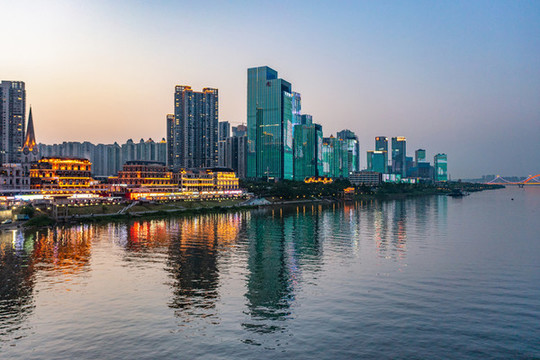 航拍長沙漁人碼頭夜景風(fēng)光
