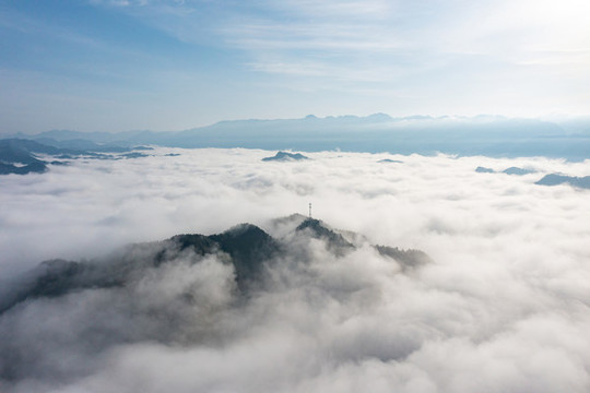 航拍湖南湘西山間云海素材