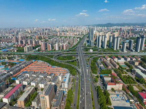 航拍濟(jì)南北園立交橋