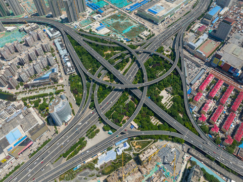 航拍濟(jì)南北園立交橋