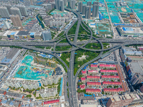 航拍濟(jì)南北園立交橋