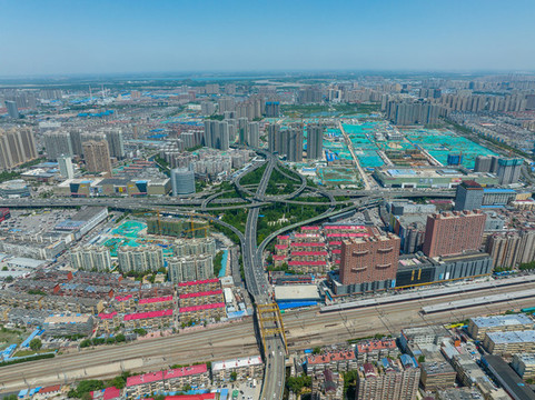 航拍濟(jì)南北園立交橋