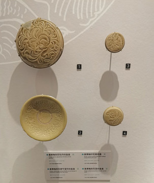 姜黃釉刻花盒蓋