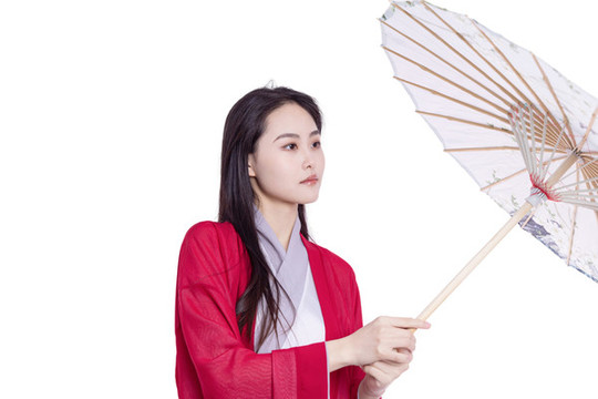古裝美女拿著傘