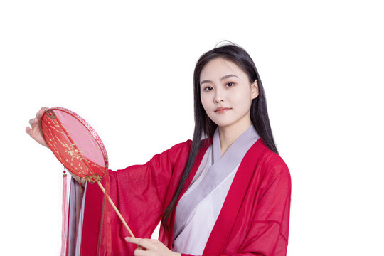 古裝美女拿著扇子