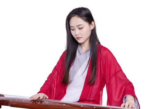 紅衣古裝美女彈琴