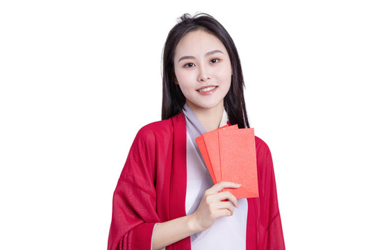 古裝女子拿著紅包