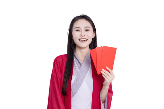 古裝女性拿著紅包