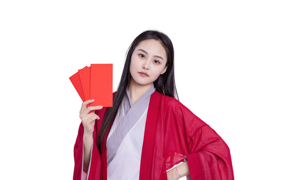 古裝女性拿著紅包