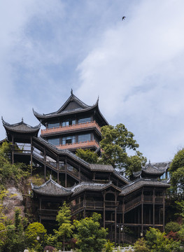 成都金堂五鳳溪古鎮(zhèn)吊腳樓