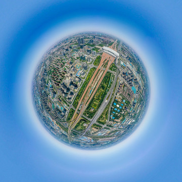 河南鄭州東站高鐵站球形全景圖