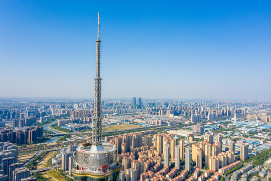 航拍鄭州中原福塔河南廣電塔
